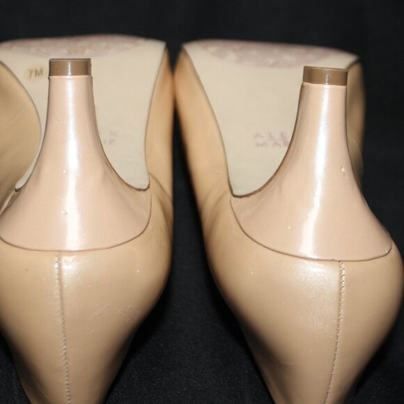 Alex Marie Patent Nude Beige Rhinestone Embellished Peep Toe Heels - Picture 9 of 15